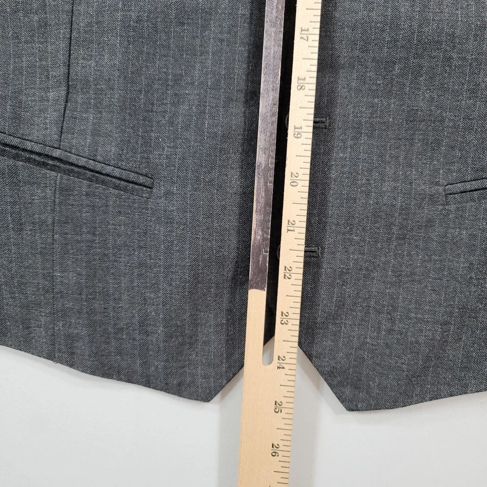 Banana Republic Suit Vest Mens 44R Large Grey Stripe Cotton‎ NEW